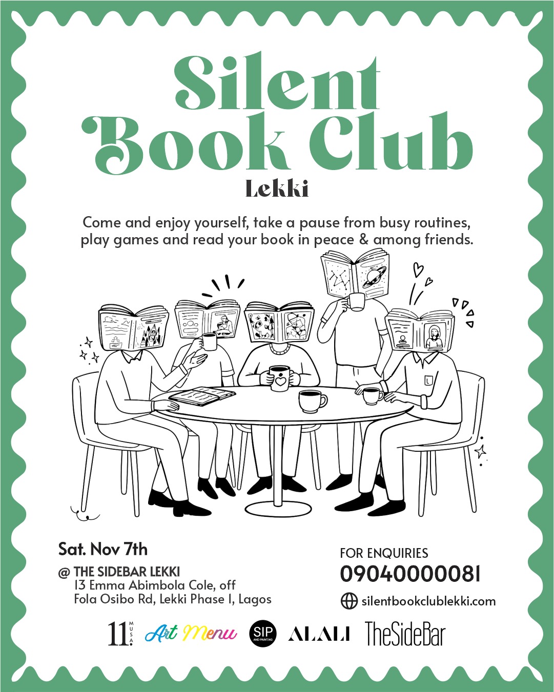 November 2026 Silent Book Club Lekki flyer