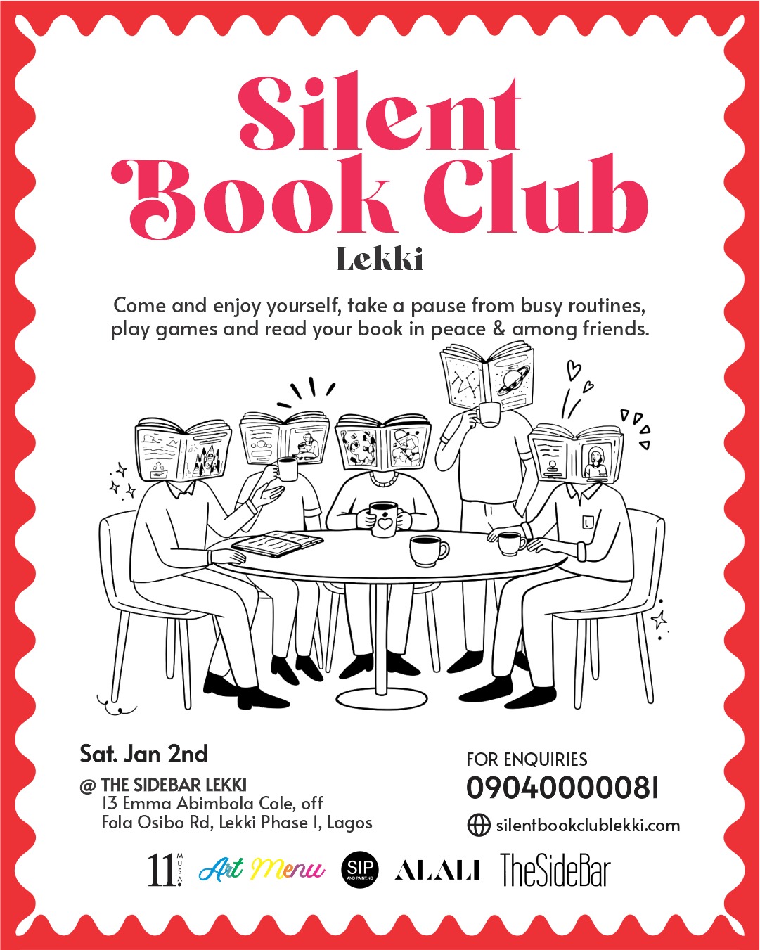 January 2027 Silent Book Club Lekki flyer